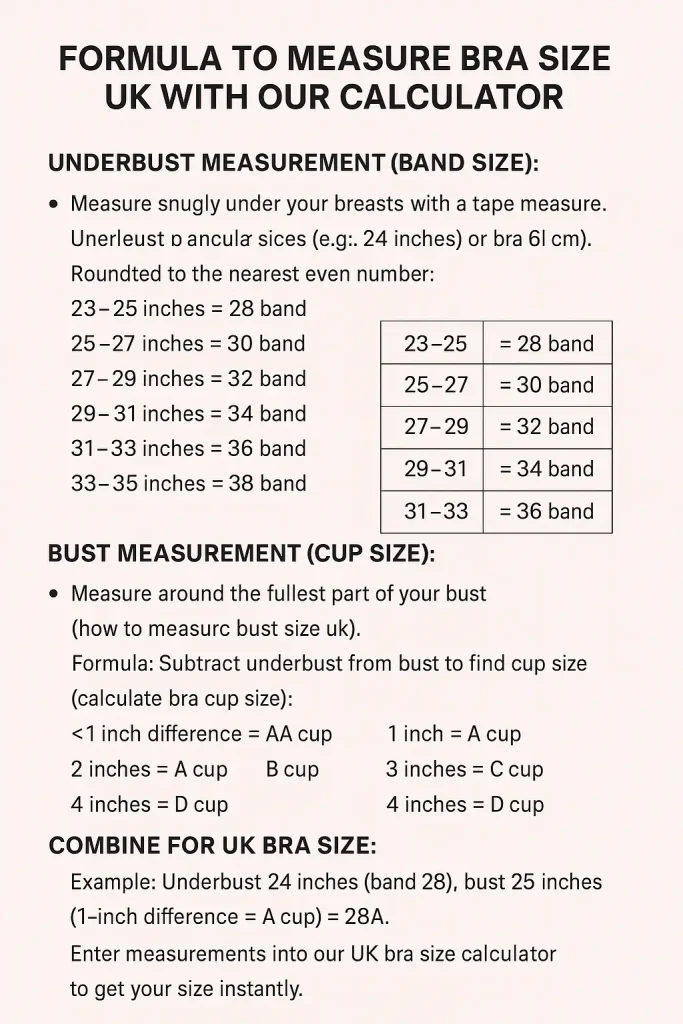 Formula to Measure Bra Size UK